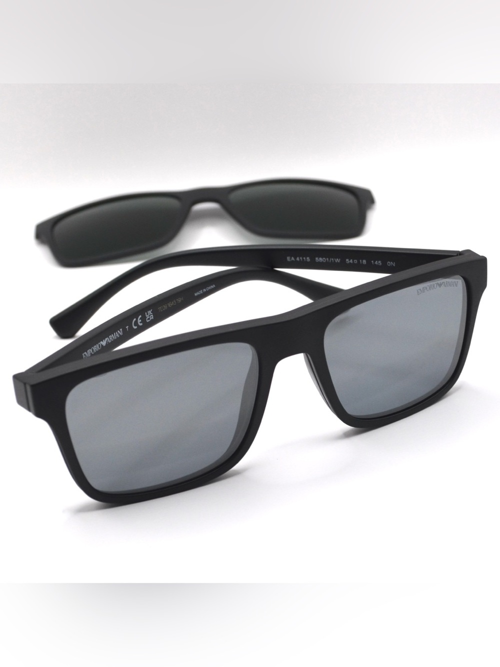 Emporio Armani Men Clip-On Eyeglasses | Matte Black | 2 Sun Lens Set | New